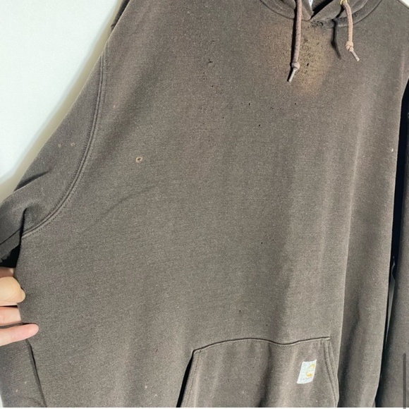 Carhartt Brown Heavily Distressed Destroyed Worked In Pullover Hoodie XLT - Picture 13 of 16